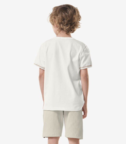 Conjunto Infantil Camiseta Com Bermuda Trick Nick Bege