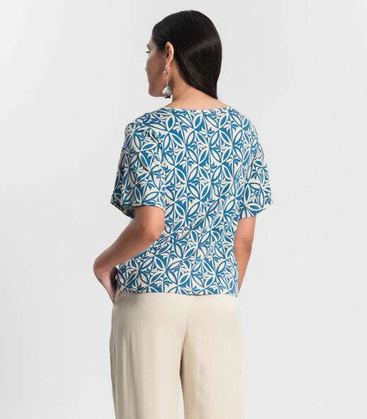 Blusa Feminina Estampada Godê Rovitex Azul