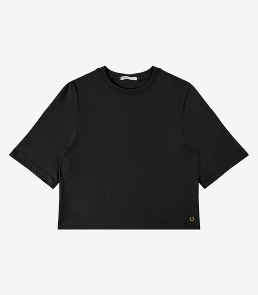 Blusa Feminina Manga Curta em Molecotton Endless Preto