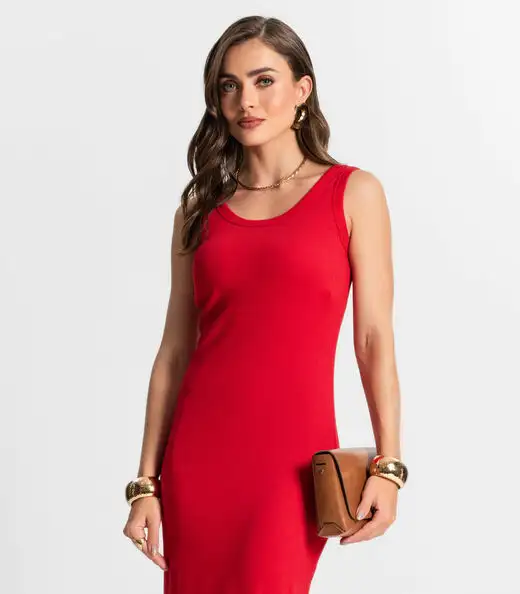 Vestido Midi De Ribana Feminino Endless Vermelho