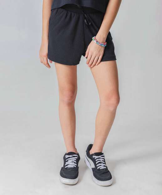 Short Juvenil Canelado Tam 10 a 16