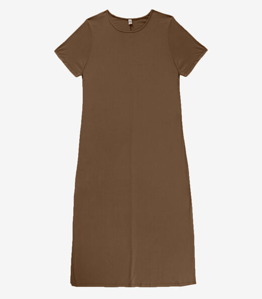 Vestido Feminino Midi Plus Size Infinita Cor Marrom