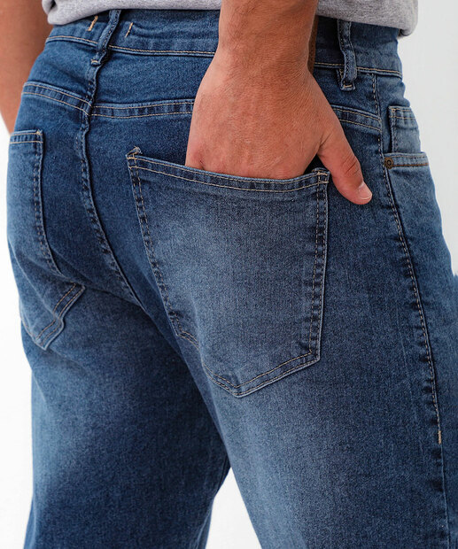Calça Masculina Jeans Slim Bolsos 