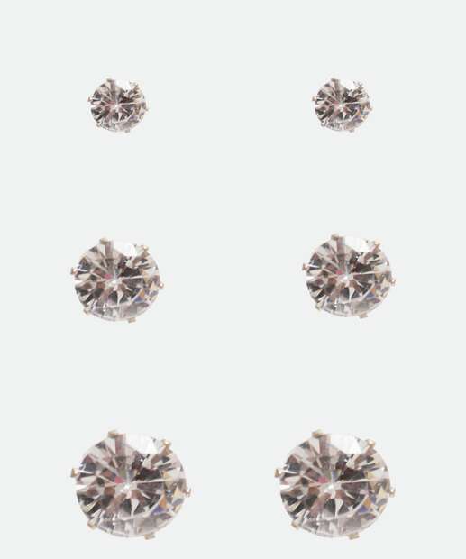 Kit 3 Brincos Feminino Strass Marisa