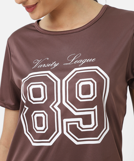 Blusa Feminina Fitness Estampada Marisa Marrom