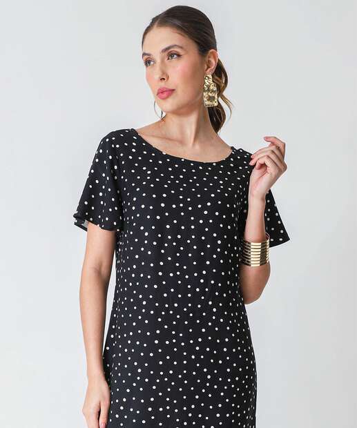 Vestido Feminino Curto Estampa Poá Marisa 