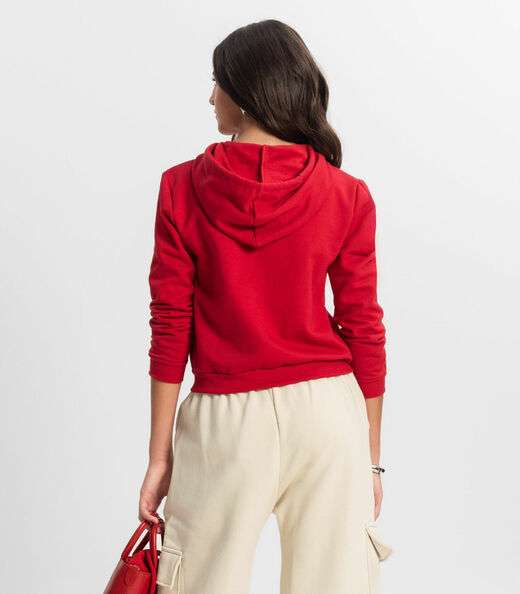 Jaqueta Juvenil Feminina Com Capuz Minty Vermelho