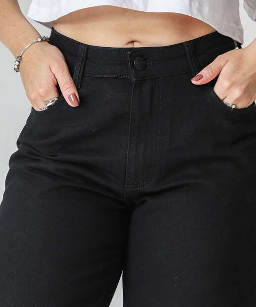 Calça Sarja Wide Leg Feminina Marisa Preto