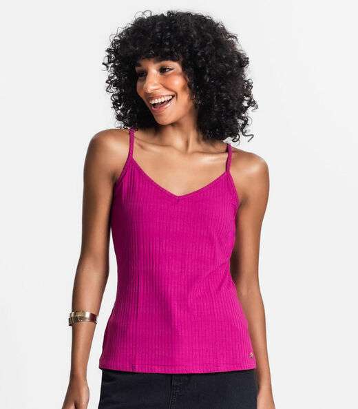 Blusa De Alça Feminina Ribana Canelada Rovitex Roxo