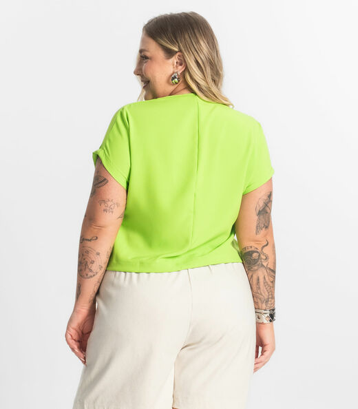 Blusa Manga Morcego Plus Size Secret Glam Verde