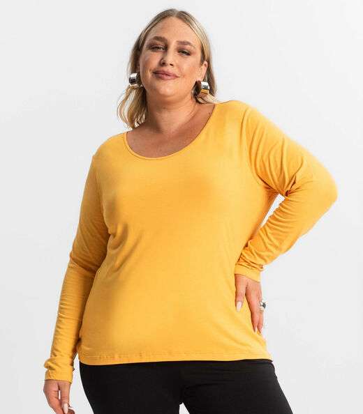 Blusa Manga Longa Viscotorcion Secret Glam Amarelo