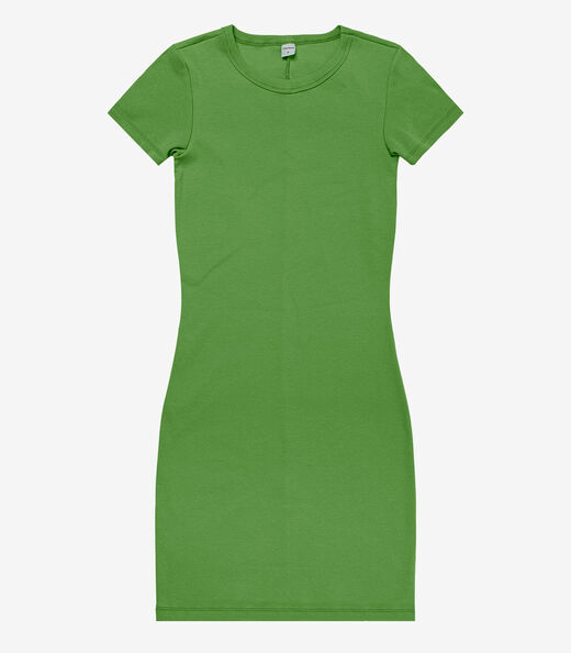 Vestido Acinturado Em Ribana Canelada Rovitex Verde