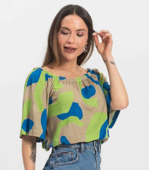 Blusa Feminina Ciganinha Infinita Cor Azul