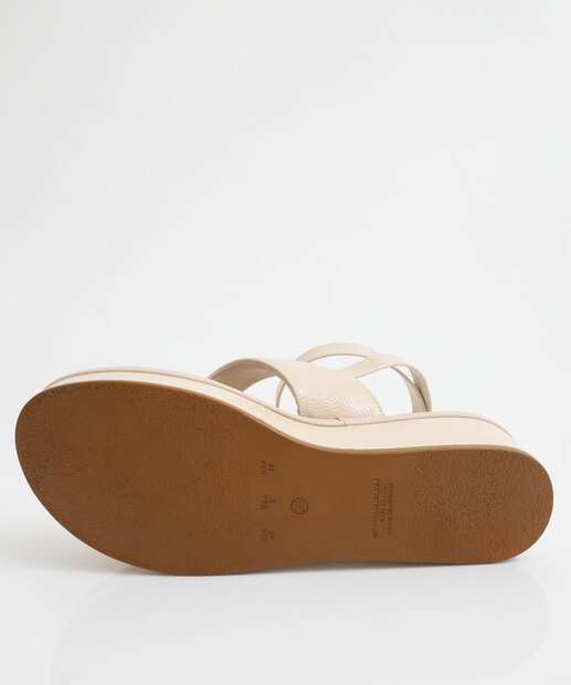 Sandália Feminina Flatform Verniz Bebecê Off White