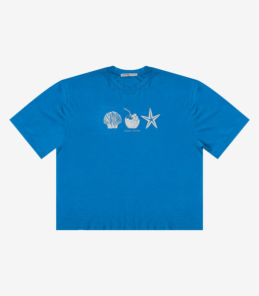 T- Shirt Feminina Manga Curta Endless Azul