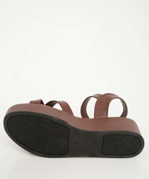 Sandália Flatform Feminina Fivela Tiras Marrom