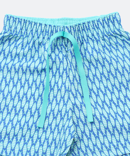 Bermuda Infantil Tactel Peixes Marisa Tam 01 a 03 Azul