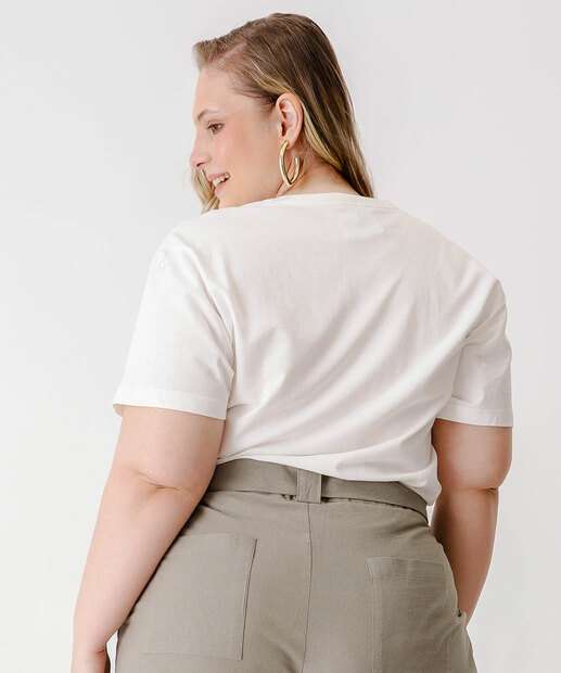 Blusa Plus Size Feminina Estampa Folha Marisa