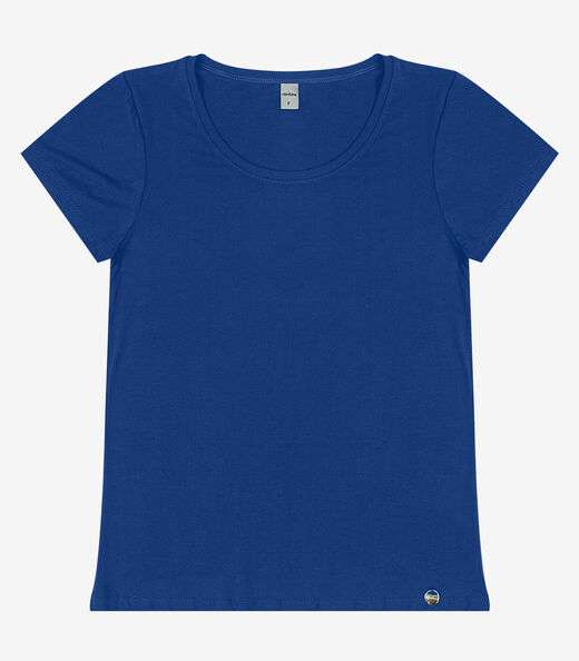 Blusa Feminina Viscotorcion Básica Rovitex Azul