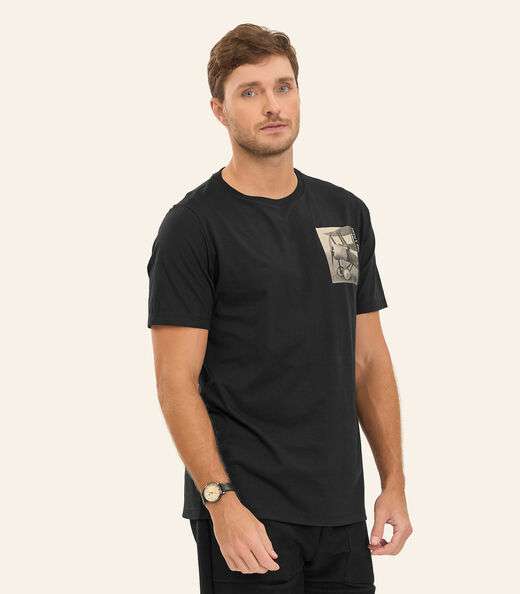 Image_Camiseta Masculina Meia Malha Diametro Preto