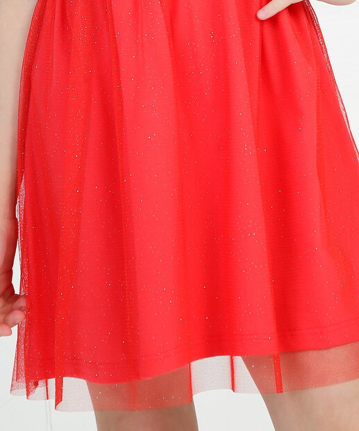 Vestido Infantil Tule Corações Brilho Marisa Tam 4 a 10