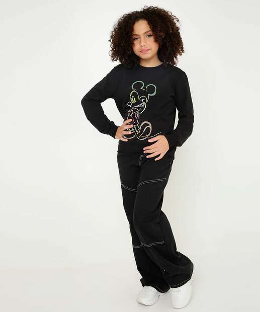 Blusão Juvenil Moletom Flanelado Mickey Disney Tam 10 a 16