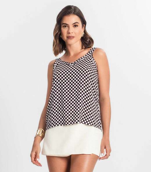 Image_Regata Feminina Quadriculada Infinita Cor Preto