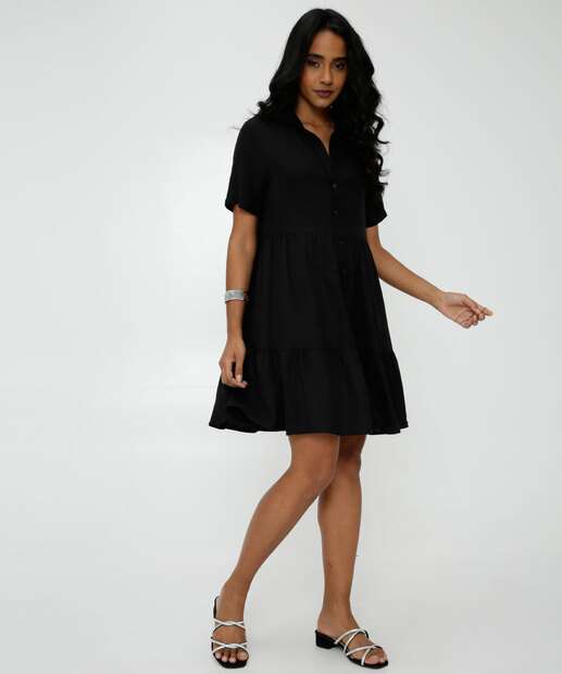 Vestido Feminino Chemise Manga Curta Marisa