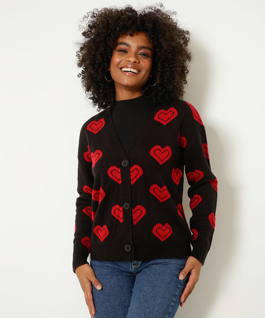 Cardigan Feminino Tricô Corações Marisa