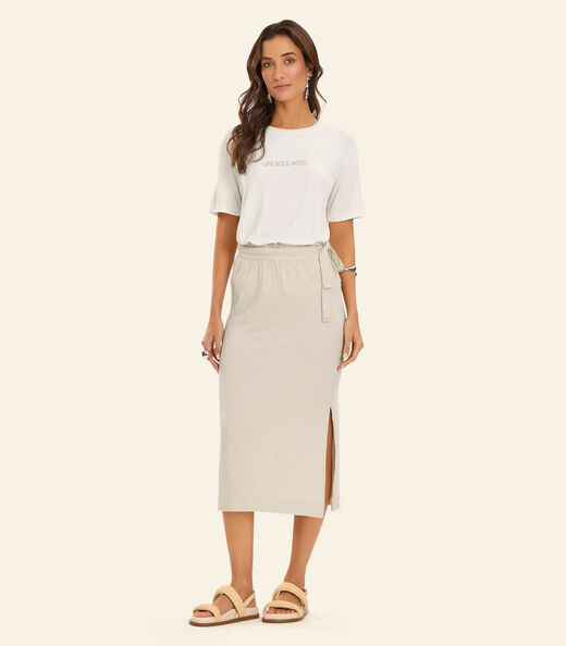 Saia Super Midi Visco Maquinetada Rovitex Bege