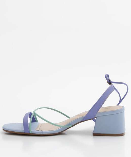 Sandália Salto Grosso Feminina Tiras Amarração Bebecê