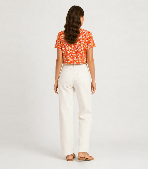 Blusa Estampada Feminina Em Viscose Infinita Cor Laranja