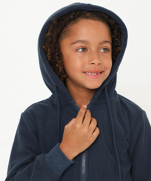 Conjunto Infantil Fleece Capuz Marisa Tam 4 a 10 Azul