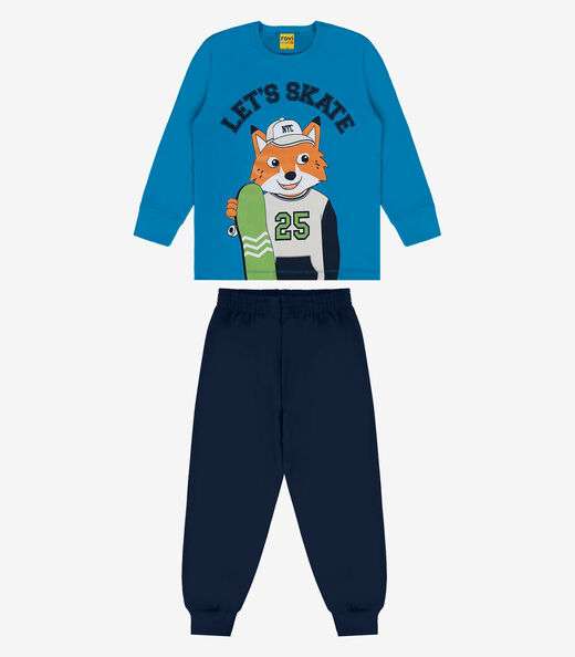 Conjunto Camiseta Manga Longa Com Calça Rovi Kids Azul