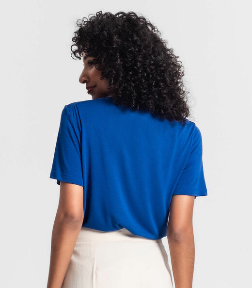 Blusa Feminina Manga Curta Rovitex Azul