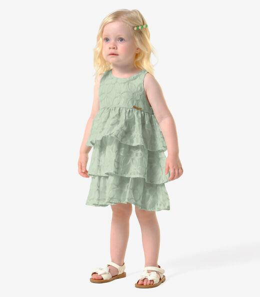 Vestido Menina Infantil Poly Bordado Trick Nick Verde