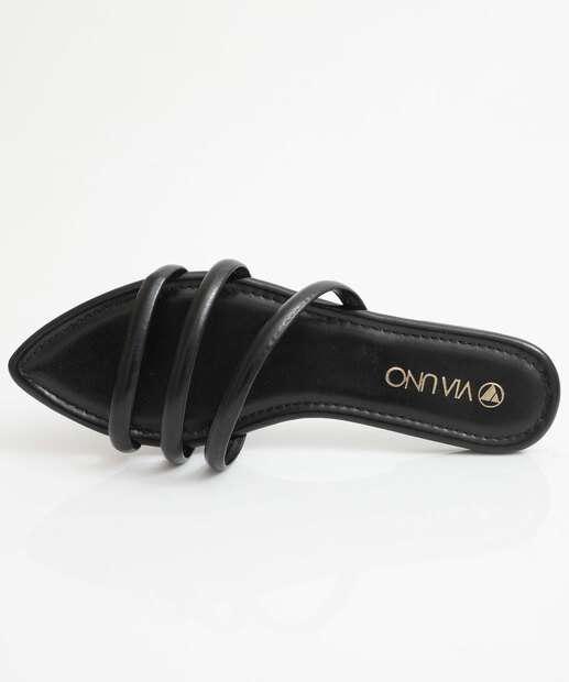 Rasteirinha Feminina Tiras Via Uno Preto