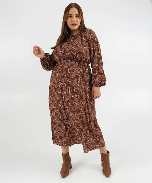 Image_Vestido Plus Size Feminino Paisley Marisa Marrom