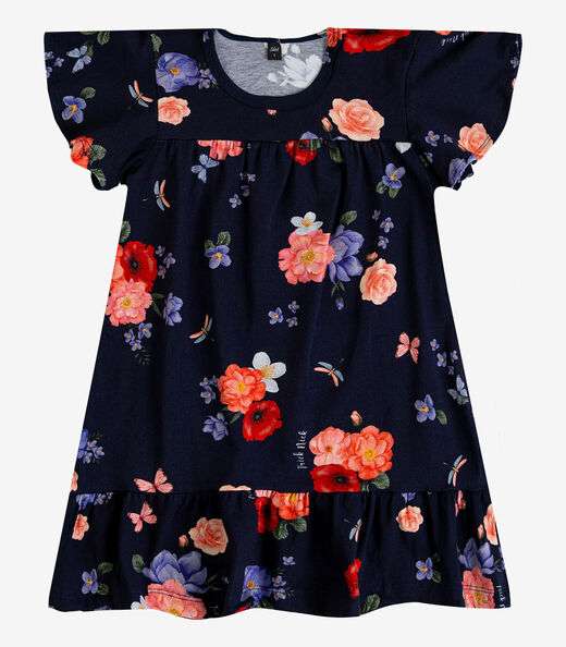 Vestido Infantil Com Manga Godê Select Azul