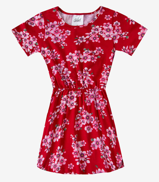 Vestido Curto Infantil Estampado Select Vermelho
