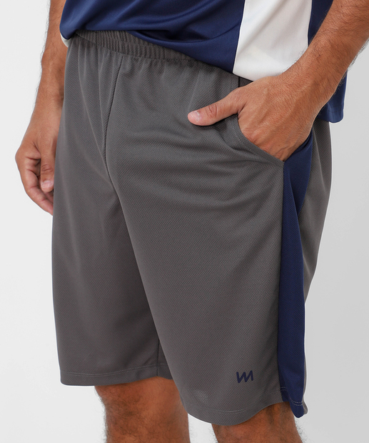 Bermuda Masculina Fitness Recorte Bolsos Marisa Cinza