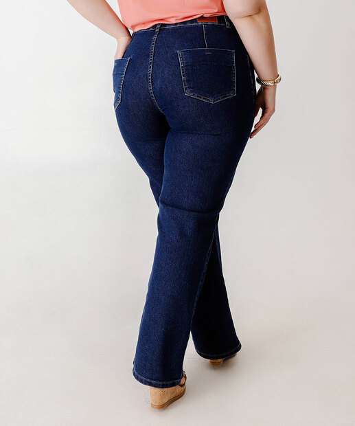 Calça Plus Size Feminina Jeans Wide Leg Sawary