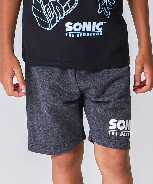 Conjunto Infantil Sonic Tam 4 a 10 Preto