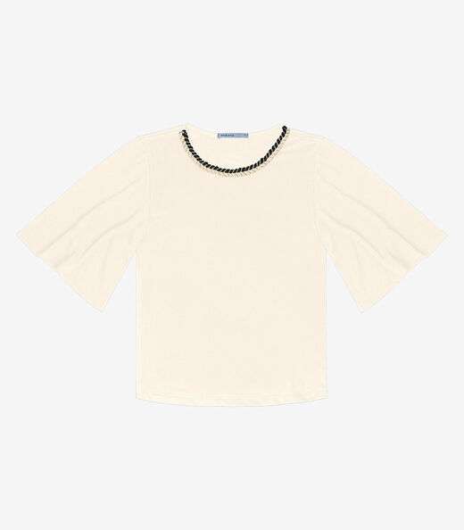 Blusa Feminina Manga Curta Endless Bege