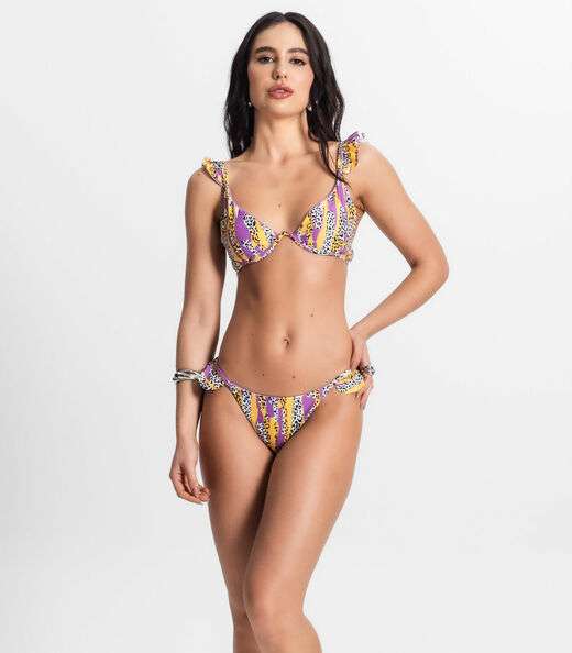Conjunto Biquíni Estampado Com Aro Bela Gaia Roxo