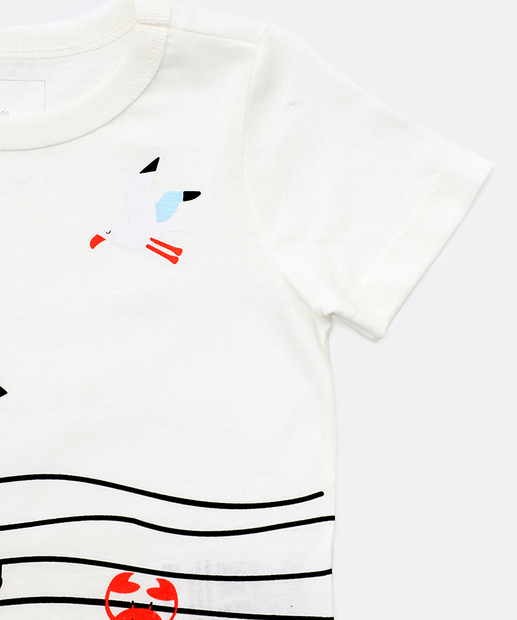Camiseta Infantil Estampa Barco Marisa Tam 1 a 3 Off White