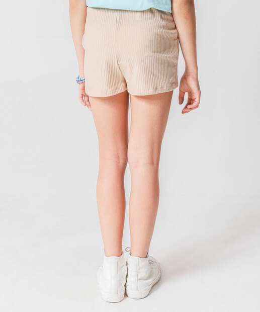 Short Juvenil Canelado Bolsos Tam 10 a 16