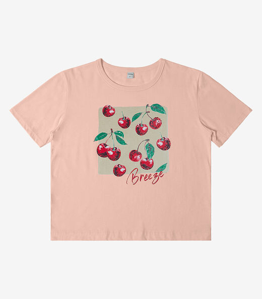 Camiseta Manga Curta Feminina Meia Malha Rovitex Rosa