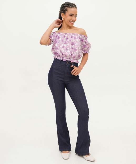 Blusa Cropped Ciganinha Feminina Coração Marisa