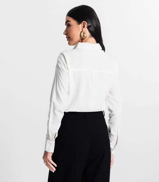Camisa Feminina Oversized Listras Select Off White